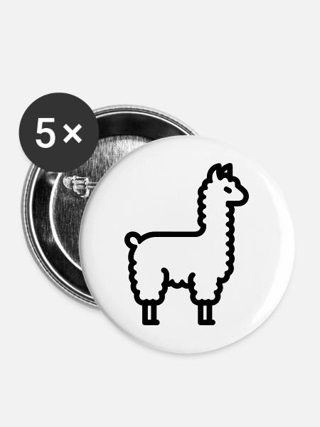 Lama - Buttons mittel 32 mm (5er Pack) - Weiß