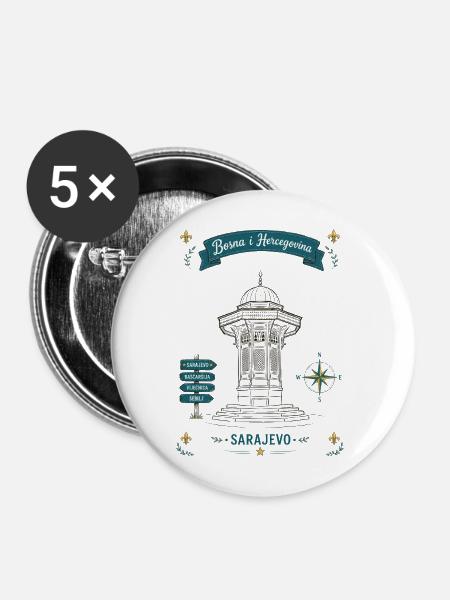 Sarajevo Denkmal Laternen-Motiv - Buttons mittel 32 mm (5er Pack) - Weiß