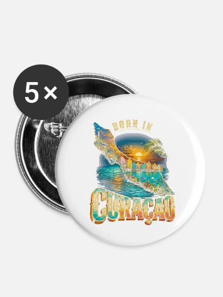 Curacao - Buttons mittel 32 mm (5er Pack) - Weiß