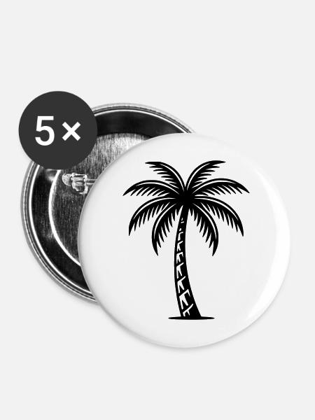 Palme - Buttons mittel 32 mm (5er Pack) - Weiß