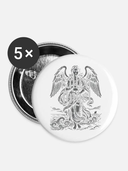 Gotischer gefallener Engel über stürmischem Meer - Buttons mittel 32 mm (5er Pack) - Weiß