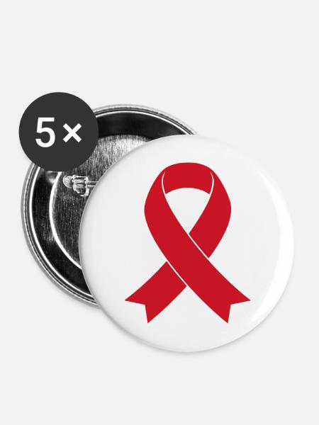 Red Ribbon - Buttons mittel 32 mm (5er Pack) - Weiß