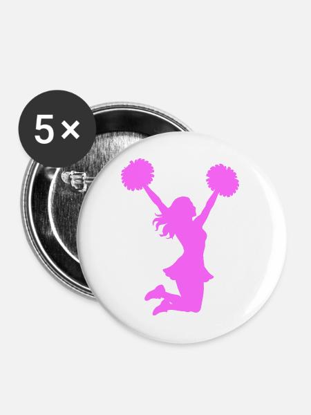 Pink Cheerleader Silhouette - Buttons mittel 32 mm (5er Pack) - Weiß