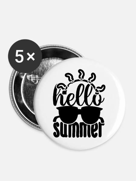 Hello Summer Sonnenbrille SVG Design - Buttons mittel 32 mm (5er Pack) - Weiß