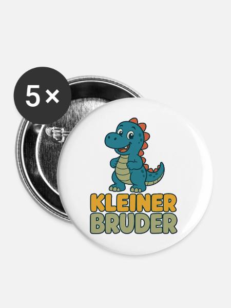 Kleiner Bruder Dino Shirt - Buttons mittel 32 mm (5er Pack) - Weiß