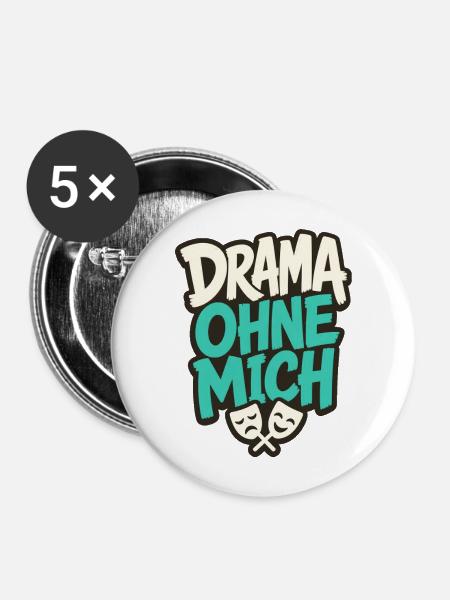 DRAMA OHNE MICH - Buttons mittel 32 mm (5er Pack) - Weiß