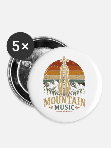  Hackbrett Dulcimer-Musiker Zupfinstrument - Buttons mittel 32 mm (5er Pack) - Weiß