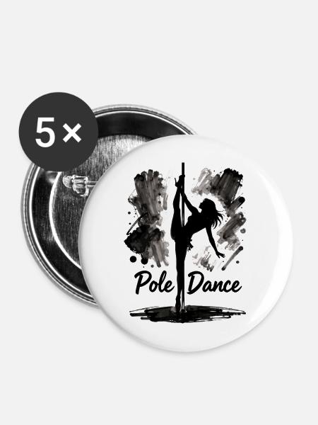 Pole Dance Silhouette – Ästhetische Kunst - Buttons mittel 32 mm (5er Pack) - Weiß