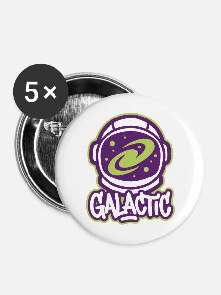 Galactic Astronaut Logo - Buttons mittel 32 mm (5er Pack) - Weiß