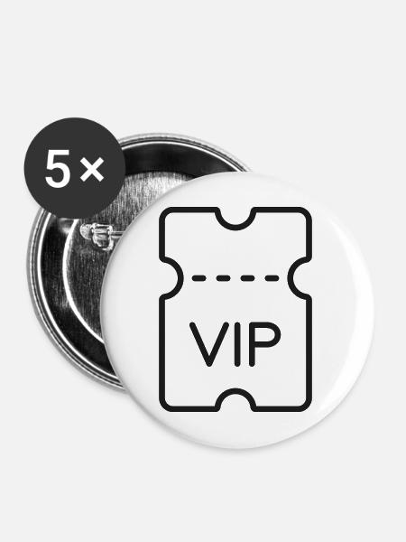 VIP-Ticketausweis - Buttons mittel 32 mm (5er Pack) - Weiß