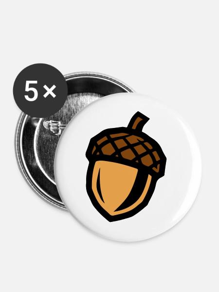 Eichel Symbol - Buttons mittel 32 mm (5er Pack) - Weiß