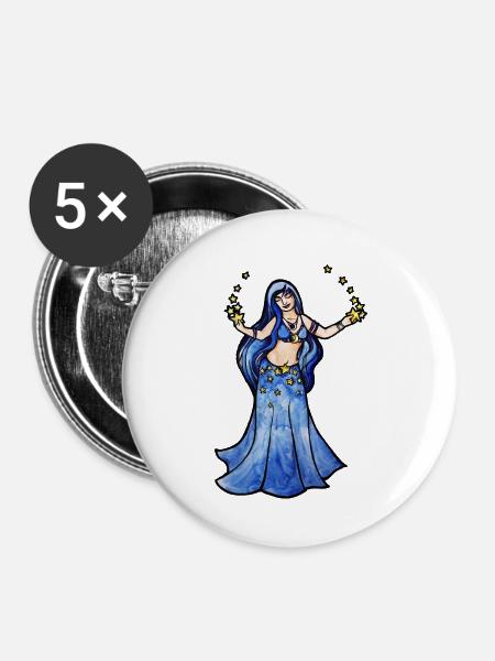 Himmlische Kaiserin in Blau - Buttons mittel 32 mm (5er Pack) - Weiß