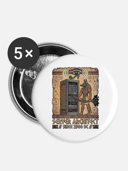 Anubis im Rechenzentrum - Buttons mittel 32 mm (5er Pack) - Weiß