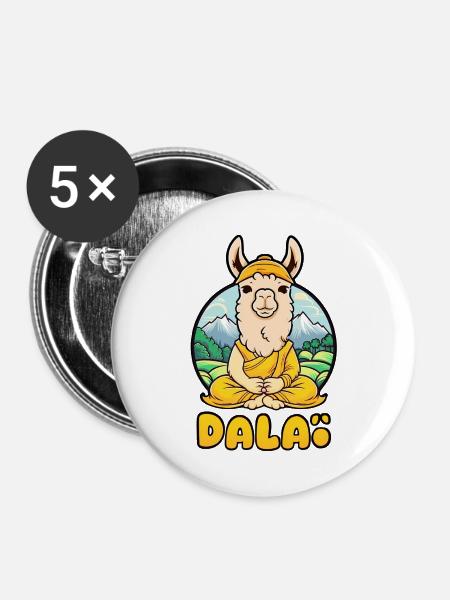 Dalai Lama - Buttons mittel 32 mm (5er Pack) - Weiß
