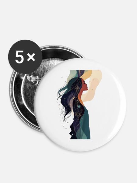 Kosmische Seele mit Geometrie - Buttons mittel 32 mm (5er Pack) - Weiß