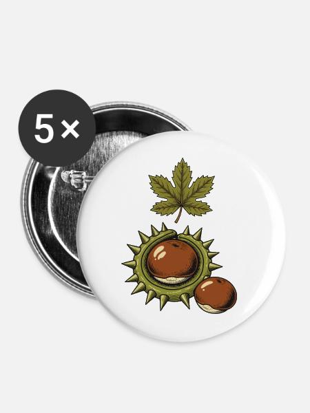 Kastanien im Herbst - Buttons mittel 32 mm (5er Pack) - Weiß
