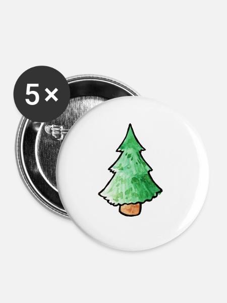 Aquarell-Kiefernbaum-Weihnachtstee - Buttons mittel 32 mm (5er Pack) - Weiß