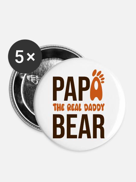 Papá Oso: El Real Daddy - Buttons mittel 32 mm (5er Pack) - Weiß