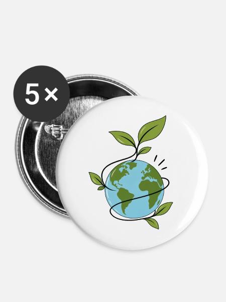 Die wachsende Welt - Buttons mittel 32 mm (5er Pack) - Weiß