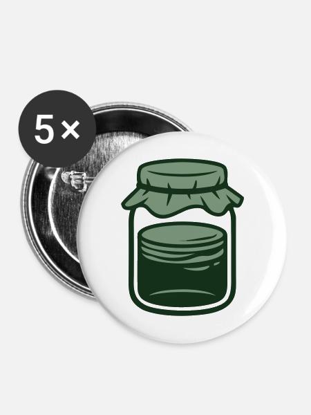 Einmachglas Vorratsglas Icon - Buttons mittel 32 mm (5er Pack) - Weiß