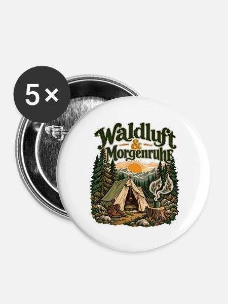 Waldluft & Morgenruhe - Buttons mittel 32 mm (5er Pack) - Weiß