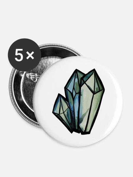 Kristallgeometrisches Aquarell - Buttons mittel 32 mm (5er Pack) - Weiß