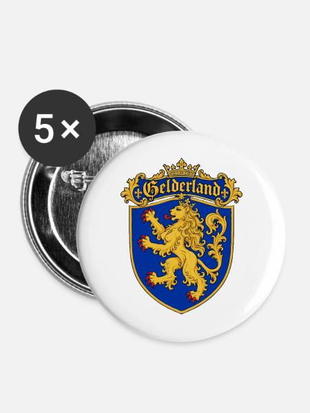 Gelderländischer Löwe - Buttons mittel 32 mm (5er Pack) - Weiß