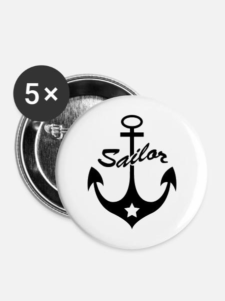 anker_wappen2 - Buttons mittel 32 mm (5er Pack) - Weiß