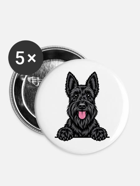 Scottish Terrier - Buttons mittel 32 mm (5er Pack) - Weiß
