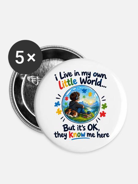 Eigene Kleine Welt - Buttons mittel 32 mm (5er Pack) - Weiß