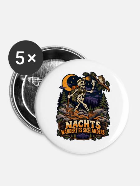 Nachts wandert es sich anders - Buttons mittel 32 mm (5er Pack) - Weiß