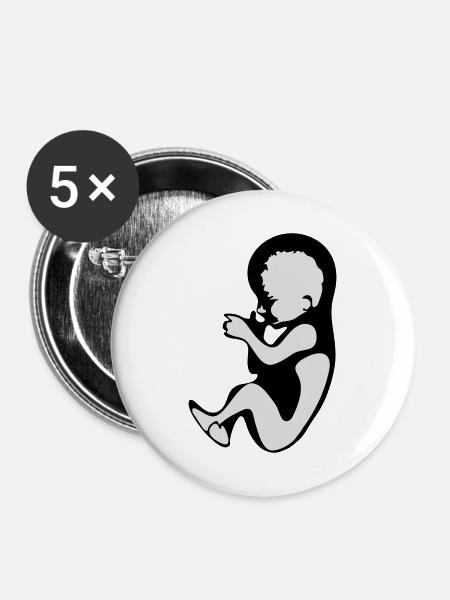 Schwangerschaft / Baby - Buttons mittel 32 mm (5er Pack) - Weiß