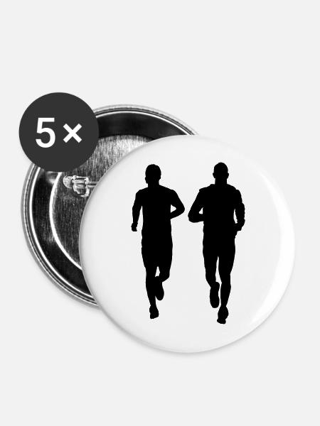 laufendes Paar zwei Männer - Buttons mittel 32 mm (5er Pack) - Weiß