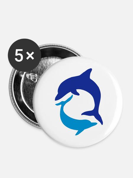 delphin - Buttons mittel 32 mm (5er Pack) - Weiß