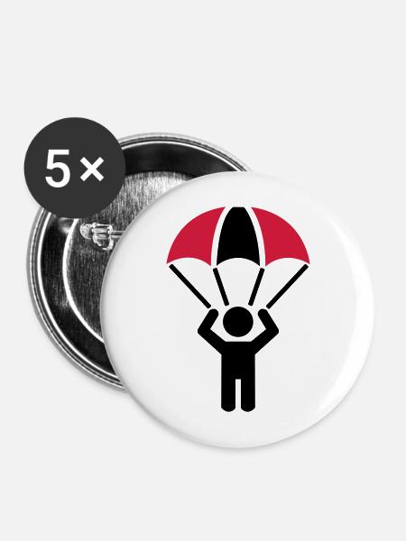 Fallschirm - Buttons mittel 32 mm (5er Pack) - Weiß