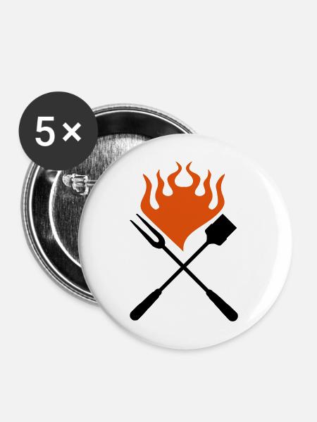 grillbesteck - Buttons mittel 32 mm (5er Pack) - Weiß