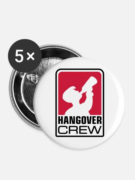 hangover crew logo - Buttons mittel 32 mm (5er Pack) - Weiß