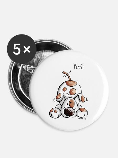 Happy Hundchen - Buttons mittel 32 mm (5er Pack) - Weiß