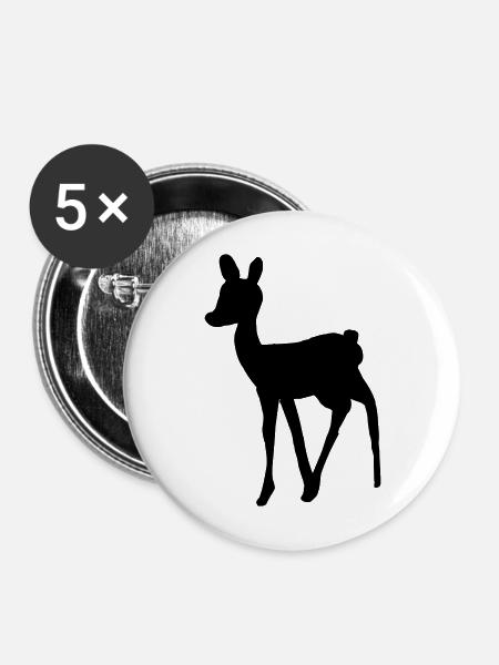 Hirsch Ciervo Hirsch Hirsch Bambi Cerf - Buttons mittel 32 mm (5er Pack) - Weiß