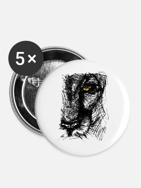 Löwin - Buttons mittel 32 mm (5er Pack) - Weiß