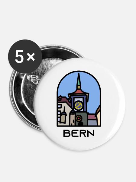 Bern - Buttons mittel 32 mm (5er Pack) - Weiß