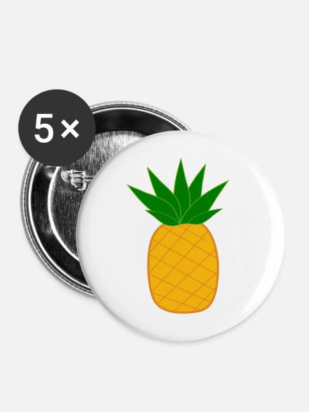 Ananas minimal Geschenk  - Buttons mittel 32 mm (5er Pack) - Weiß