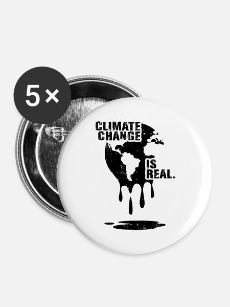 CLIMATE CHANGE IST REAL - Buttons mittel 32 mm (5er Pack) - Weiß