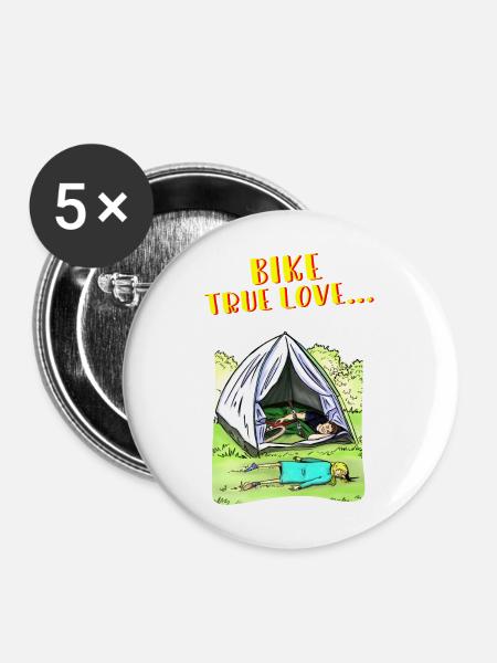 Bike True Love Camping - Buttons mittel 32 mm (5er Pack) - Weiß