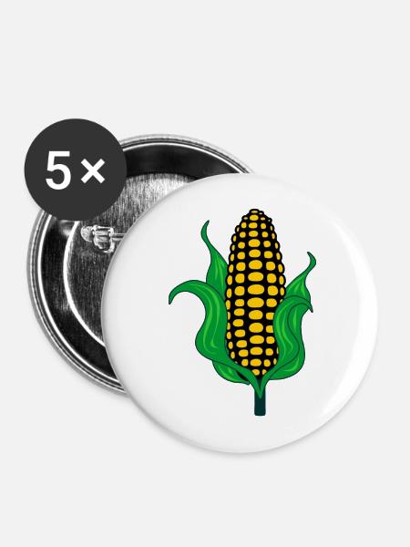 Maiskolben - Buttons mittel 32 mm (5er Pack) - Weiß