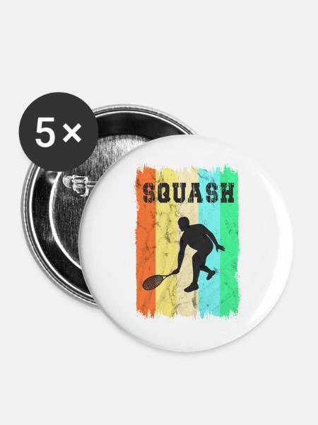 Squash Sport Design - Buttons mittel 32 mm (5er Pack) - Weiß