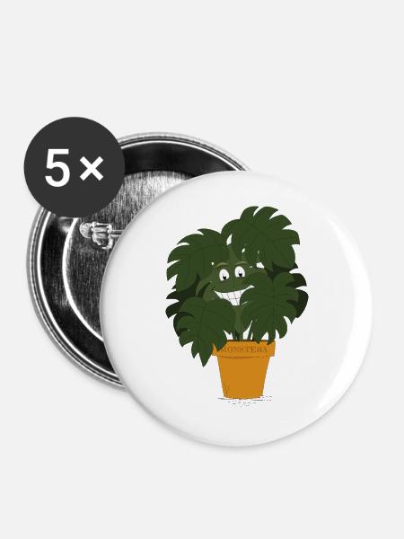 Monstera - Buttons mittel 32 mm (5er Pack) - Weiß