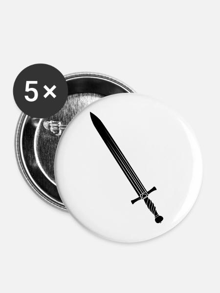 Schwert - Buttons mittel 32 mm (5er Pack) - Weiß