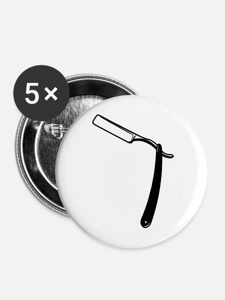 Rasiermesseroffenes transparentes Schattenbild - Buttons mittel 32 mm (5er Pack) - Weiß