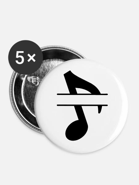 Textbanner Musiknote - Buttons mittel 32 mm (5er Pack) - Weiß